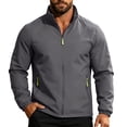 thumbnail image 4 of SGFCWSX Men's Windbreaker Water Resistant Windproof Stand Collar Full Zip Zipper Pockets Casual Athletic Jacket Dark Gray Size S, 4 of 9