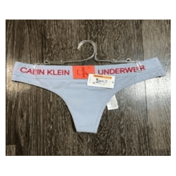 Calvin Klein Women's Monogram Thong , lilac blue , Small.