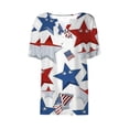 thumbnail image 4 of Itsame 4th of July Shirts Women Independence Day Short T-Shirt Sleeve American Flags Printed Short Sleeve Top, V-Neck White, 4 of 5