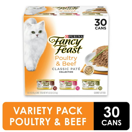 (30 Pack) Fancy Feast Grain Free Pate Wet Cat Food Variety ...