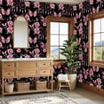 thumbnail image 4 of Peel and Stick Wallpaper Pink Butterflies Roses Dreamcatchers Black Romantic Fantasy Wall Mural 23.6in x 9.8ft Self Adhesive Removable Wall Paper Renter Friendly Wallpaper for Nursery Bedroom, 4 of 8