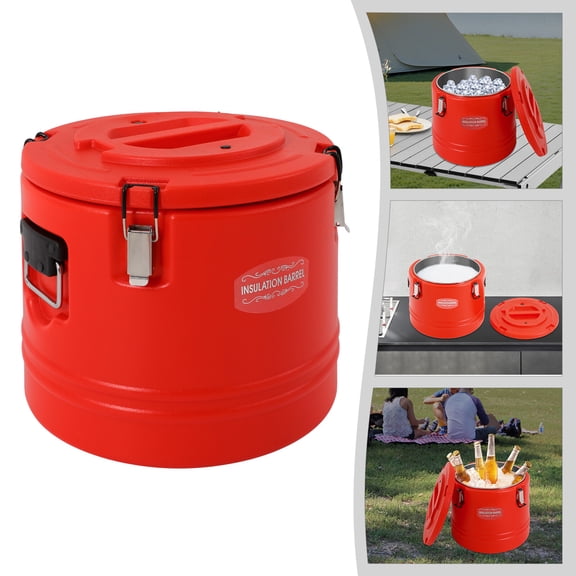 31.7Qt Stainless Steel Insulated Bucket with Lid, Red – Portable & Durable