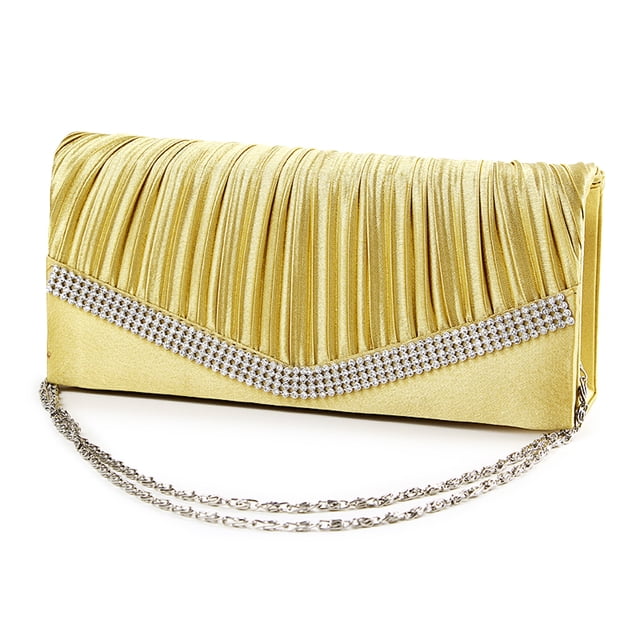 Bolso para mujer de de Noche Floral de Cristal Satinado para Mujer Boda - Dorado oro Magideal Bolso para mujer