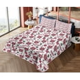 thumbnail image 4 of Ambesonne Emoji Fitted & Top Sheet Set with Shams, Funny Cats Meow Pattern Paws, Pale Ruby Black White, 4 of 5