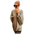 thumbnail image 2 of Fall Savings Clearance! Women Oversized Batwing Knitted Pullover Loose Sweater Khaki, 2 of 5
