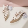 thumbnail image 4 of Eltusu Women Heeled Sandals, High Heels Ankle Strap Open Toe Casual Dress Sandals Shoes White Size 8.5, 4 of 7