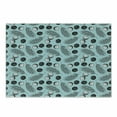 thumbnail image 1 of Palm Leaf Cutting Board, Hawaiian Tropical Pattern with Coconuts and Palm Tree Branches Illustration, Decorative Tempered Glass Cutting and Serving Board, Small Size, Aqua Black White, by Ambesonne, 1 of 1