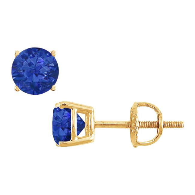Fine Jewelry Vault UBER14YG4RD075S 14K Yellow Gold Prong Set Blue Sapphire Stud Earrings 0.75 CT TGW by Fine Jewelry Vault
