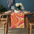 thumbnail image 2 of Pink Abstract Table Runner - 36 Inch Long, Kitchen Dining Table Runner Dresser Scarves, Modern Geometric Distortion Texture Fluid Art Farmhouse Decor for Coffee Tables Wedding Party Banquet, 2 of 8