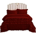 thumbnail image 3 of DNG Creations 3 Piece Vintage Ruffle Duvet Cover 100% Egyptian Cotton, 800 Threads Count - With Zipper & Corner Ties ( Oversized Queen - Solid Burgundy ), 3 of 7