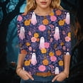 thumbnail image 2 of Godom Funny Halloween T Shirts for Women Graphic Tees Cute Ghost Print Tee Holiday Tops, 2 of 4