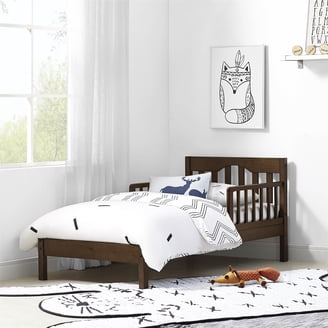 Ktaxon Toddler Bed, Solid Wood Frame, Safety Guardrails, Gray, 53
