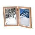 thumbnail image 2 of Hinged Photo Frame Wood Rectangle Picture Frame 4x6 for Bedroom Desk Desktop Brown Double Fold, 2 of 7