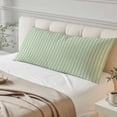 thumbnail image 4 of Sage Green Striped Body Pillow Covers, Modern Simple Farmhouse Beige Soft Breathable Throw Pillow Cases with Invisible Zipper, Decorative Pillowcase Pillows Protectors for Sofa Bed Couchair 20"x54", 4 of 9