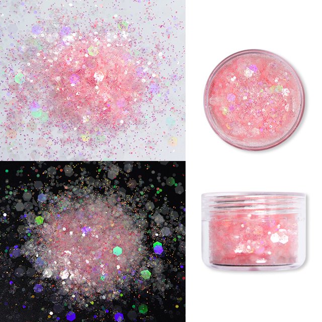 Purpurina holográfica mixta Hexagonal para decoración de uñas, lentejuelas rosas, efecto espejo de polvo, escamas gruesas, accesorios de esmalte de Gel