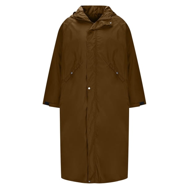 XUNKUSGA Men's Long Rain Jacket Lightweight Packable Rain Coat