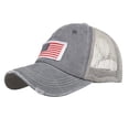 thumbnail image 4 of Unisex American Flag Patch Mesh Back Baseball Cap July of 14 Vintage Distressed Trucker Hat, 4 of 4