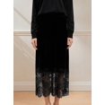 thumbnail image 6 of Women Midi Skirt A-Line Skirt with Lace Trim Long Skirt Casual Midi Skirt Black S, 6 of 9