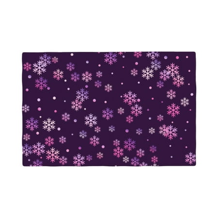 

Table Placemats Set of 4 - Purple Snow Flakes 12x18 In Faux Linen Double Heat Resistant Place Mats Cloth Indoor/Outdoor Placemats Washable Table Mats for Dining Kitchen Party