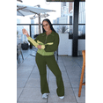 thumbnail image 5 of Aomice Women's 2 Piece Tracksuit Set Zip Up Jacket Flare Leg Pants | Color Block Matching Set with Zip Up Jacket and High Waist Flare Pants for Casual, Travel and Everyday Wear-Green-S, 5 of 8
