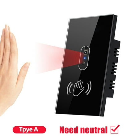 

Beisidaer Intelligent Infrared Light Switch Wall Lamp Switch Infrared Sensor No Touch Black