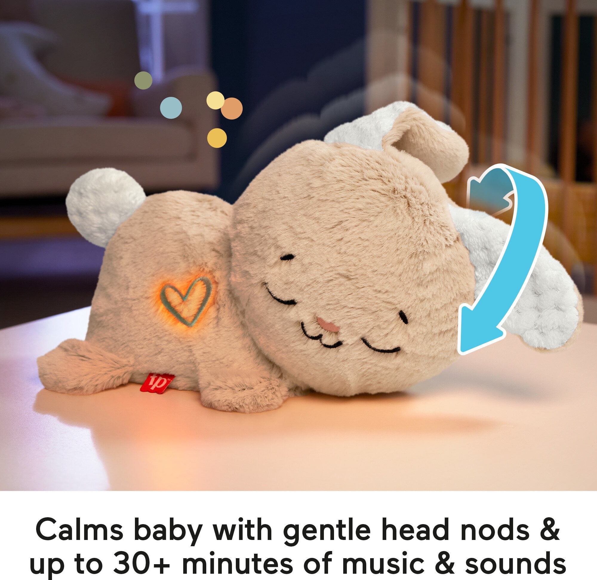 Fisher-Price Soothe & Settle Bunny Plush Baby Infant Toy & Sound Machine with Motion, Multicolor