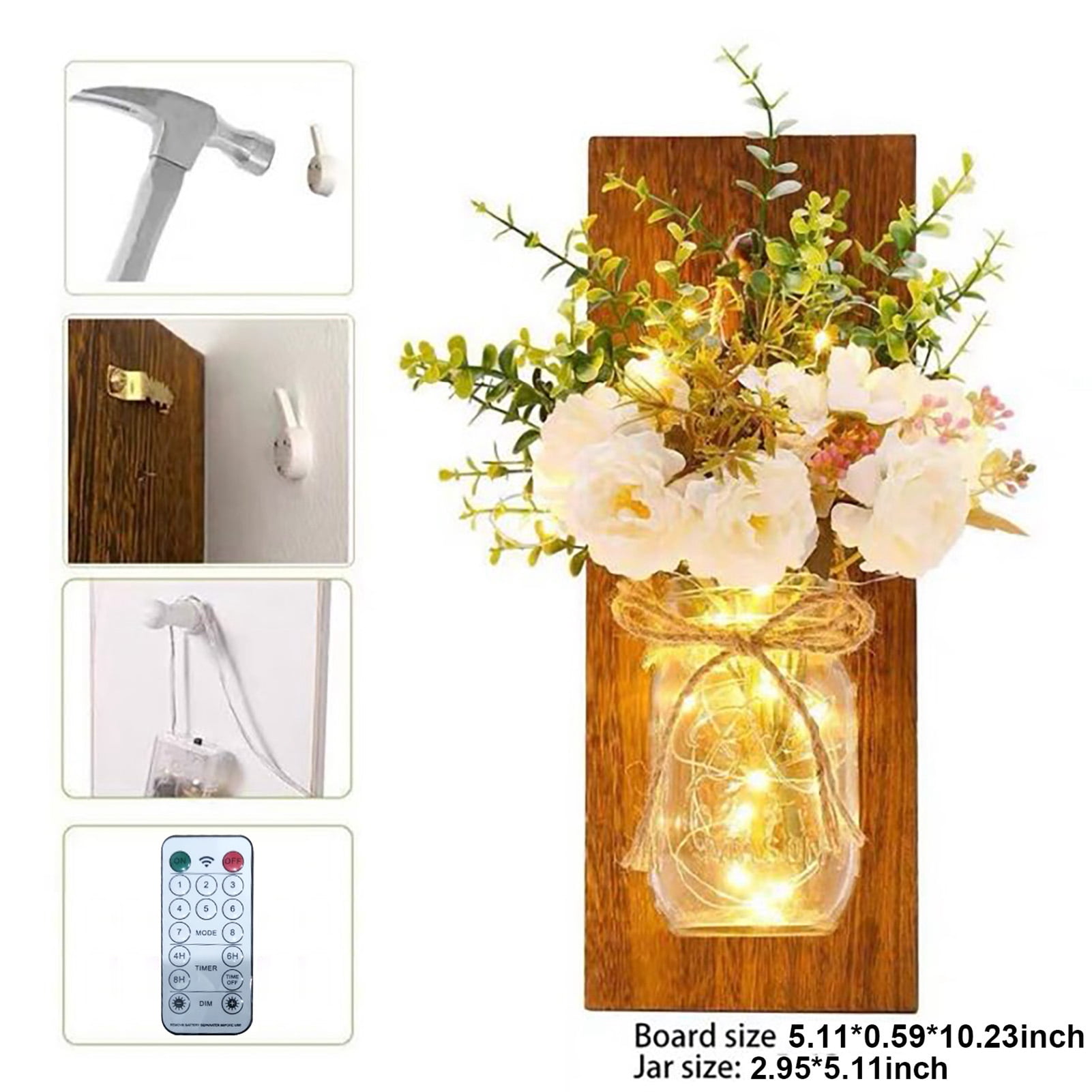 Indoor-Outdoor Patio Lighting for Home Décor Rustic LED Mason Jar Wall Sconces