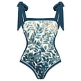 thumbnail image 4 of Erwazi High Cut One Piece Swimsuits for Women 2 Piece Tie Side Swim Warp Skirt Beach Trendy Bathing Suit Set, 4 of 5