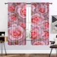thumbnail image 3 of Pink Rose Blackout Curtains for Bedroom Flower Blossoms Romantic Flower 3D Printed Thermal Insulated & Light Blocking Window Curtains for Living Room W55 x L63 Inch, 3 of 5