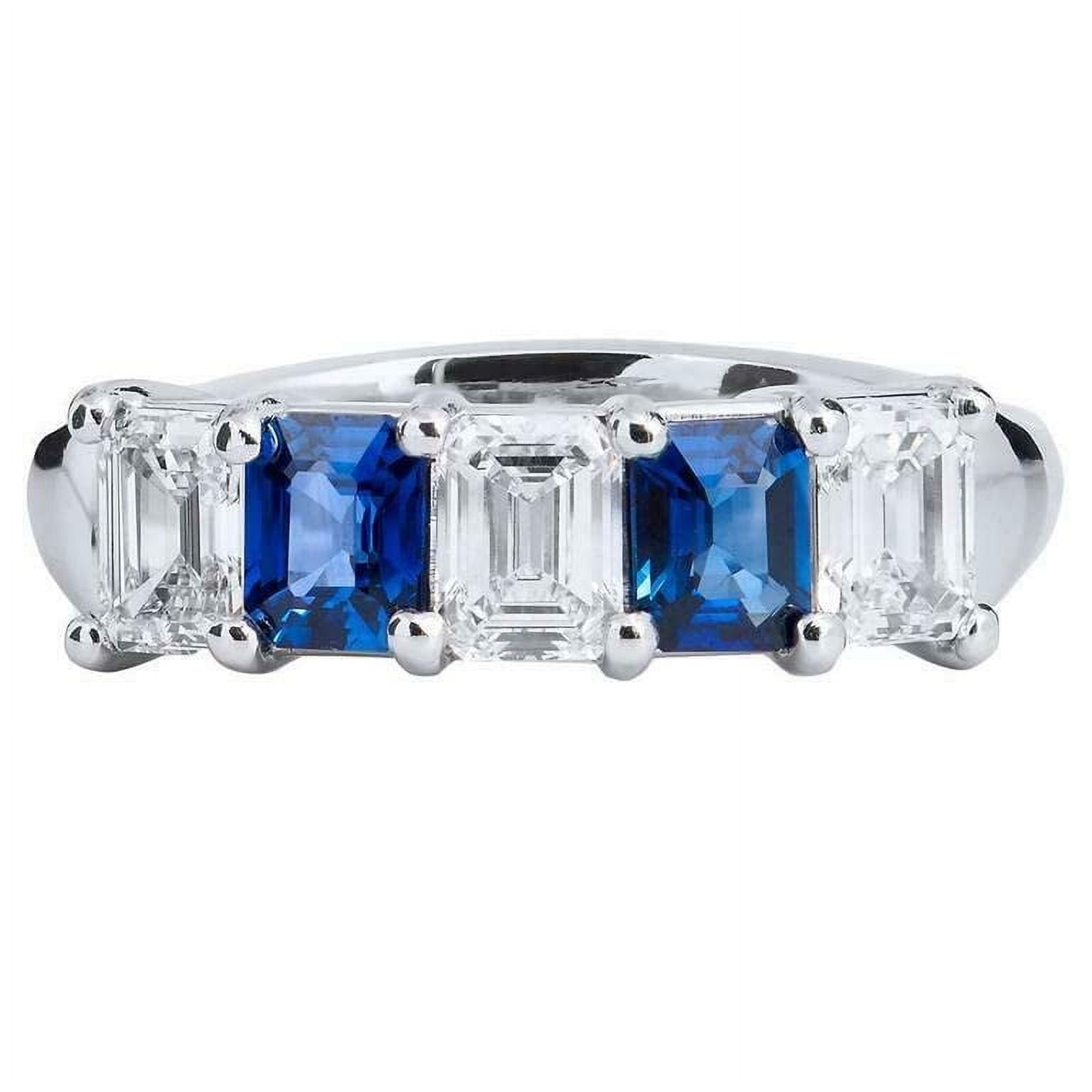 HeartsAndYou 3ct Natural Blue Sapphire & Diamond Alternate Band 100% 14k SOLID White Gold