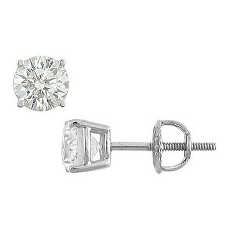 18K White Gold Round Diamond Stud Earrings 1.50 CT. TW.