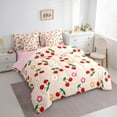 thumbnail image 3 of Manfei Red Orange 7-Piece Twin Bedding Sets,Kawaii Cherry Flower Bedding Comforter Set,Cartoon Floral Blossom Sheet Sets For Girls,Breathable Home Decor Reversible, 3 of 8