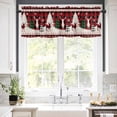 thumbnail image 5 of Christmas Red Valances for Windows Black Plaid Reindeer Xmas Tree Silhouette Rod Pocket Curtain Valance Window Treatment Short Curtains for Kitchen Living Room, 42"x12", 5 of 5
