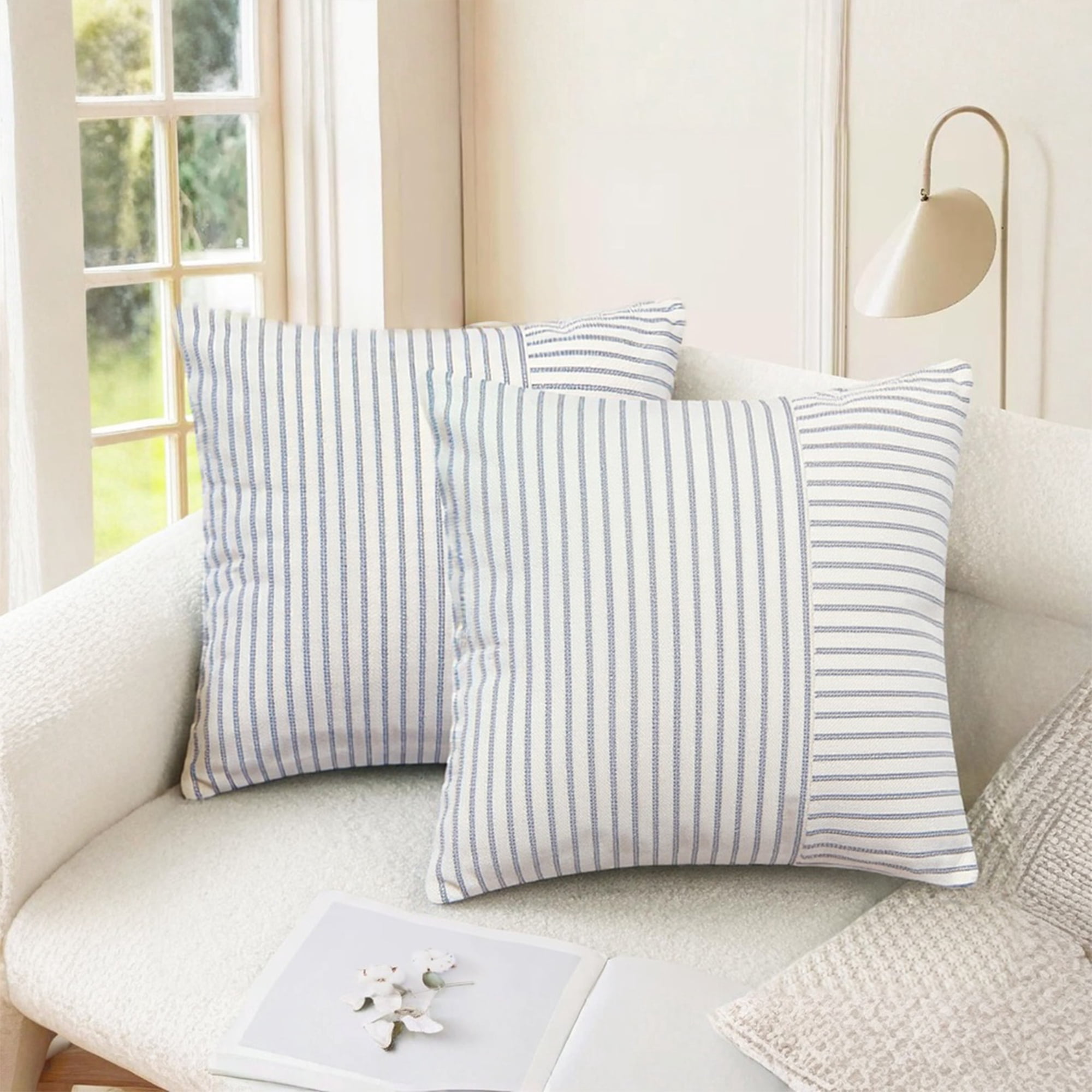 Unique Bargains 4 Pcs Boho Striped Throw Pillow Covers Black/Grey 20" x 20"