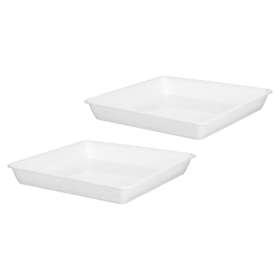 BESTYASH Set of 2 White Square Plastic Plant Saucers for and Bonsai Flowerpot Bases