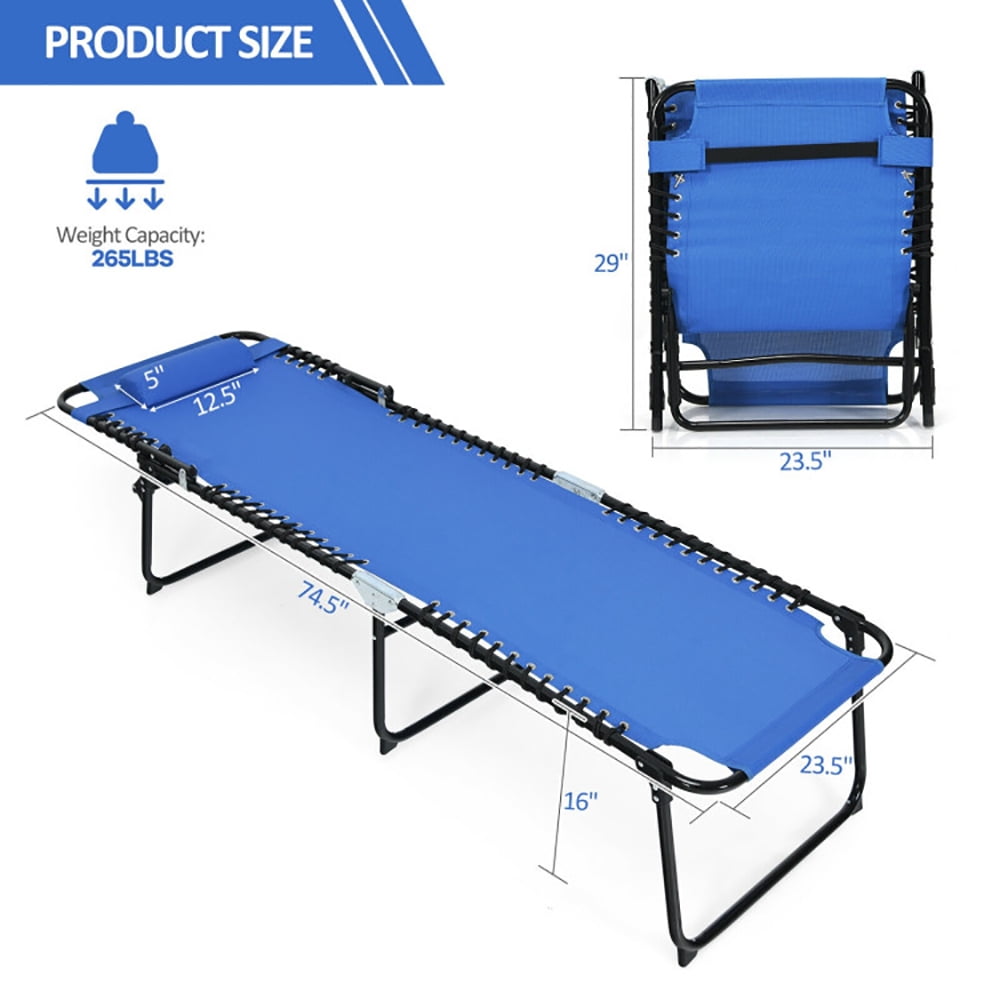 Aimee Lii Foldable Recline Lounge Chair with Adjustable Backrest and Footrest, Patio Loungers, Blue