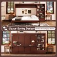 thumbnail image 5 of Queen Size Murphy Bed with Adjustable Storage Shelf, Wall Bed Frame With 1 Drawer, Multifunctional Foldable Platform Bed for Small Space, Bedroom, Guest Room, Walnut, 5 of 9