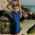 thumbnail image 4 of Purcolt Women's 3 Piece Bikini Sets Trendy Triangle Bikini Top Tie Side Bottom with Long Sheer Crochet Beach Cover Up Skirt Swimsuit, 4 of 6