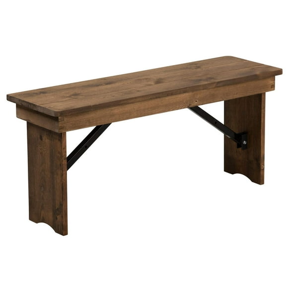 HERCULES Series 40'' x 12'' Antique Rustic Solid Pine Folding Farm Bench