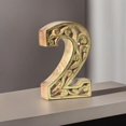 thumbnail image 2 of HANDMADE ECO-FRIENDLY "2" WOOD NUMERIC NUMBER FOR WALL MOUNT & TABLE TOP DÉCOR- , Natural-Gold Foil Color, Traditional Design, WOOD NUMERIC Number For Study Room, Kids Room, Living Room, Hall, Offices, 2 of 5