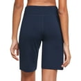 thumbnail image 2 of BALEAF Women's Bermuda Shorts Long Athletic Shorts High Waisted 10" for Running Walking Gym Quick Dry Navy Size S, 2 of 6