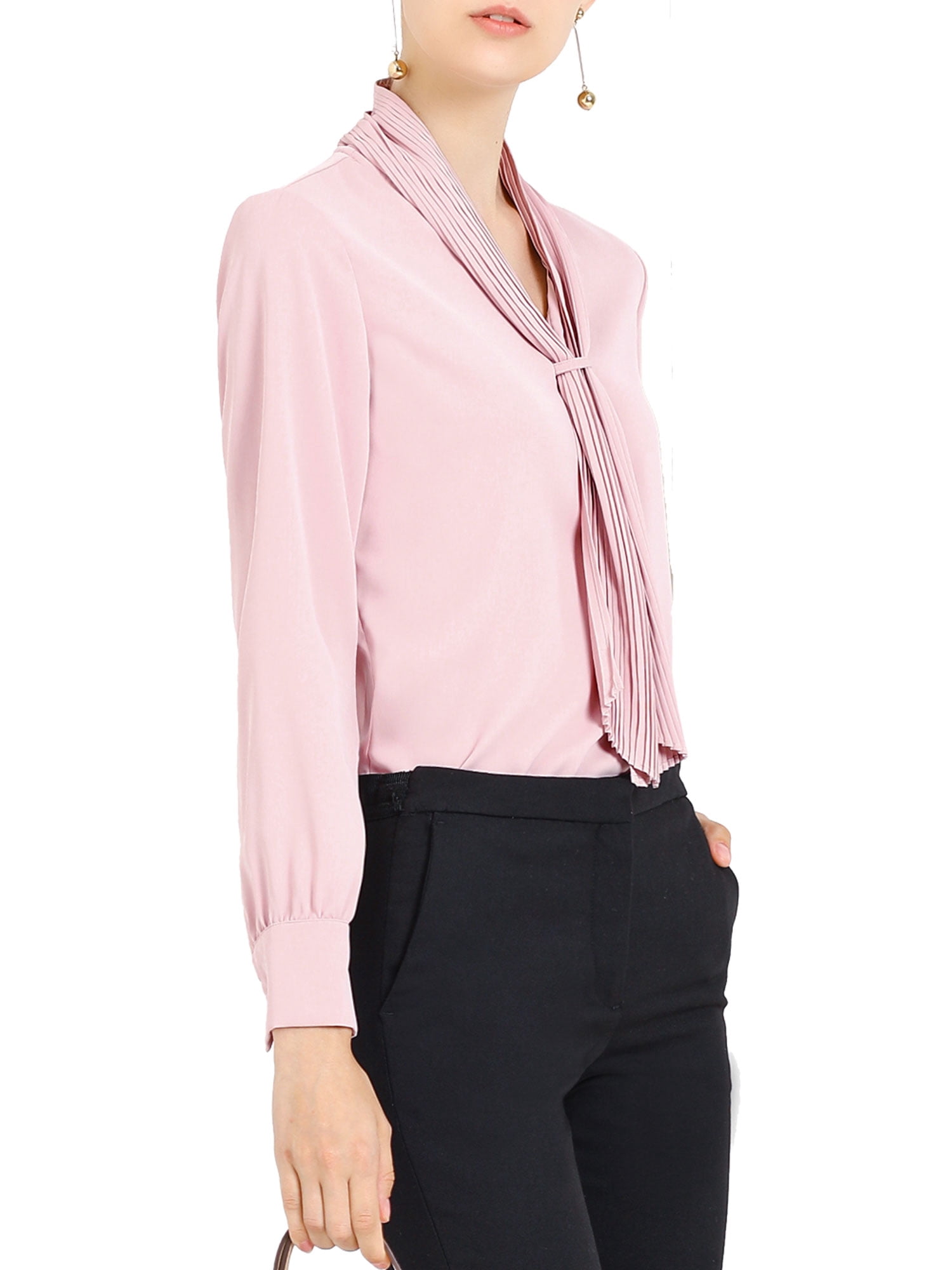 DARING DIVA Work Office Blouse Pleated Top Shirt M Pink