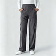 thumbnail image 4 of Corduroy Wide Leg Cargo Sweatpants for Women Elastic Waist Sweatpants Casual Solid Color Pockets Long Pants Workout Lounge Trousers with Pockets, 4 of 7