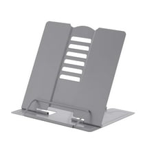 Fdelink Metal Book Stand,A5 Holder,Metal Reading Rest Book Holder Adjustable Cookbook Documents Holder Portable Sturdy Bookstands for Recipes Tablet Music Books with Page Clips,Grey Organizer