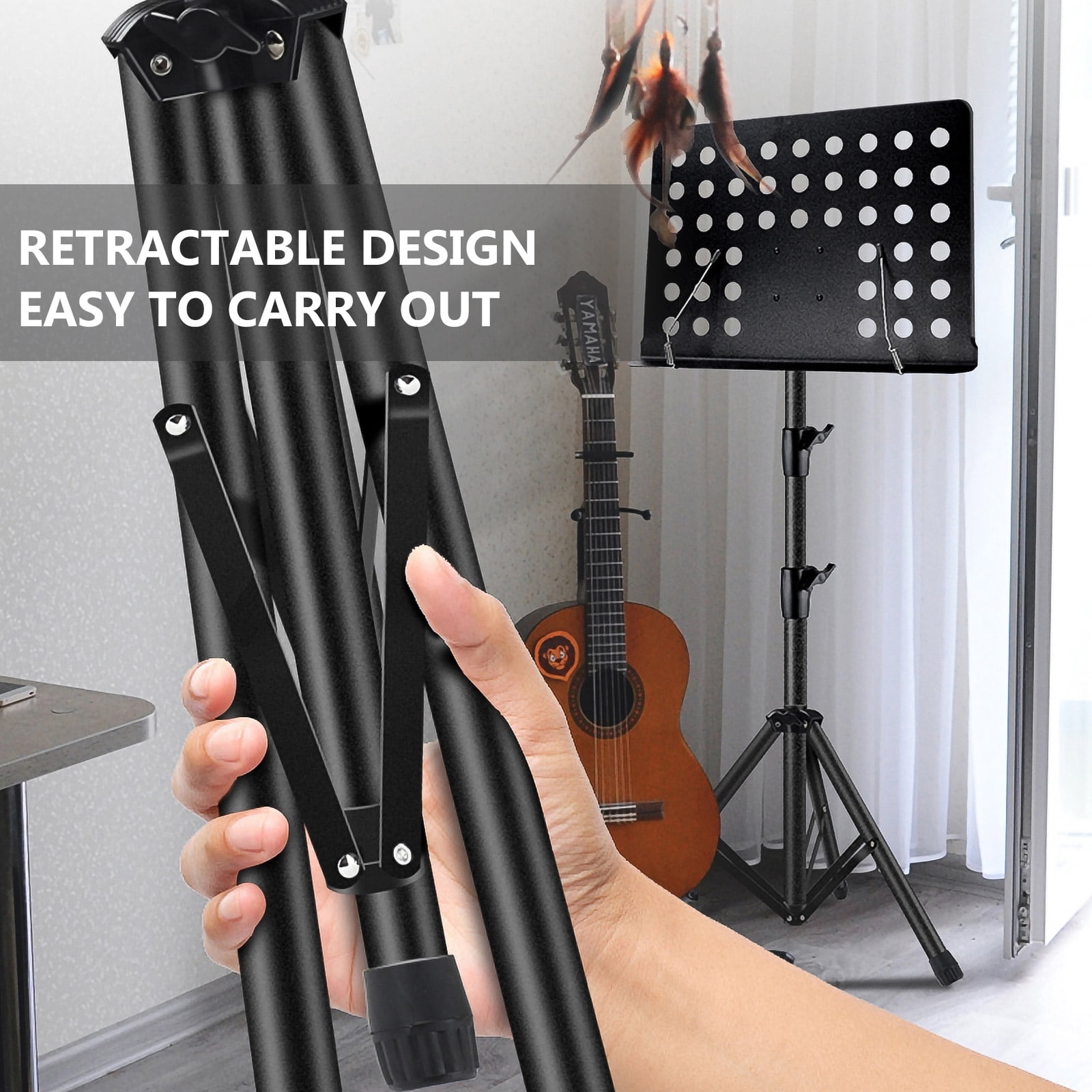OUNONA 1pc Multi-functional Music Stand Music Stand Holder for Guitar Violin (Black)