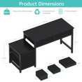 thumbnail image 3 of Computer Desk with Fabric File Drawers Cabinet, 57 Inch Home Office Desks with Filing Cabinet Printer Stand for Small Space, Study Writing Table PC Desks for Bedroom,Black, 3 of 16