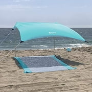 Titan Beach Canopy Sky Blue Sunshade with Sandbag Anchors and Mat - 7ft x 7ft - UPF 50+ - Tent Includes Carry Bag - Weighs 5 Pounds - Portable, Family Sun Protection for The Beach, Park or Campin