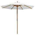 thumbnail image 1 of 9ft Wood Outdoor Patio Pure White Umbrella Market Garden Yard Beach Deck Cafe Wedding Party Sunshade, 1 of 9