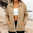 thumbnail image 3 of BXJX Womens Fleece Jackets, Full Zip Stand up Collar Lightweight Long Sleeve Outerwear with Pockets Khaki Size S-2XL, 3 of 6