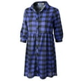 thumbnail image 2 of Doublju Womens Roll Up 34 Sleeve Plaid Flared Shirt Dress With 2 Side Pockets, 2 of 4